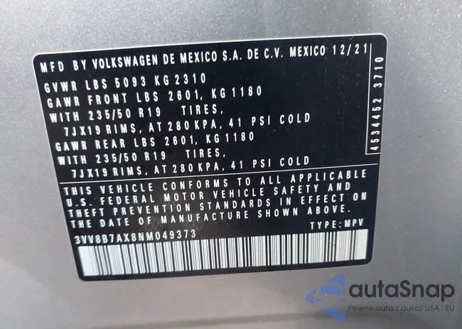 3VV8B7AX8NM049373: 44017907