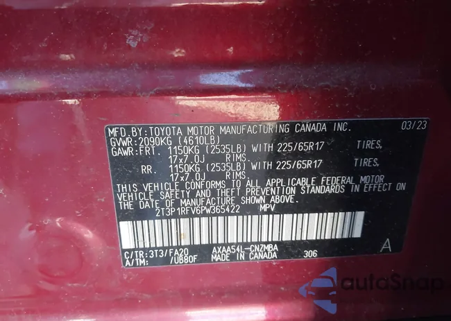 2T3P1RFV6PW365422: 44017967