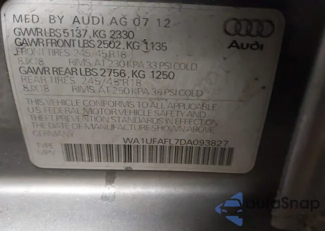 WA1UFAFL7DA093827: 44017986