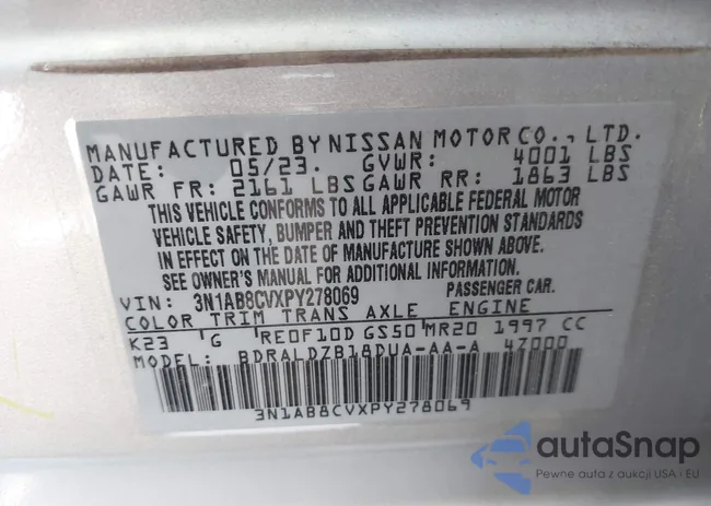 3N1AB8CVXPY278069: 44018001