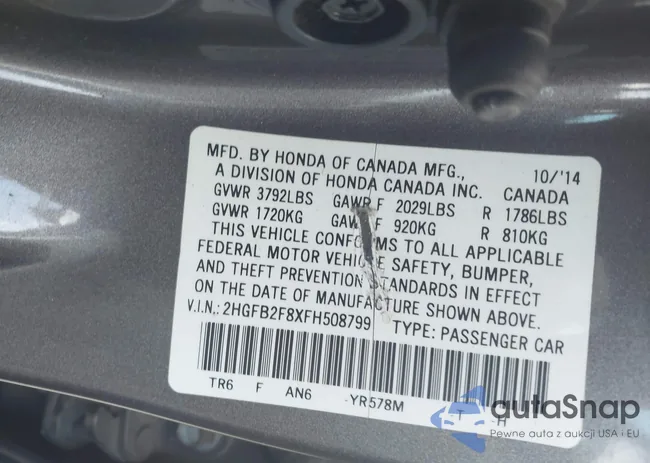 2HGFB2F8XFH508799: 44018005