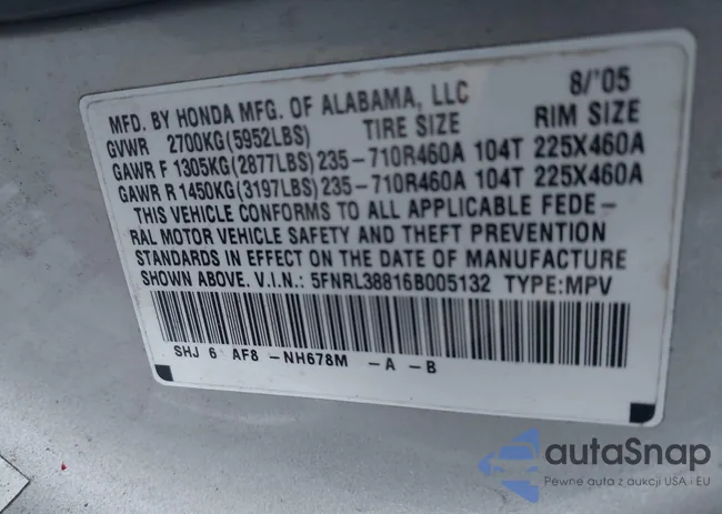 5FNRL38816B005132: 44018033