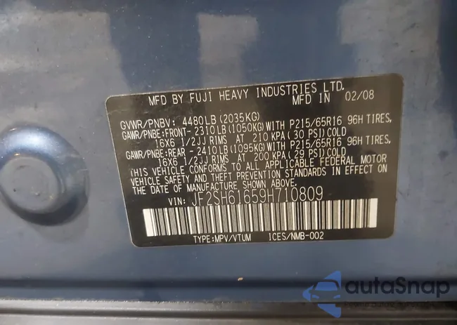 JF2SH61659H710809: 44018037