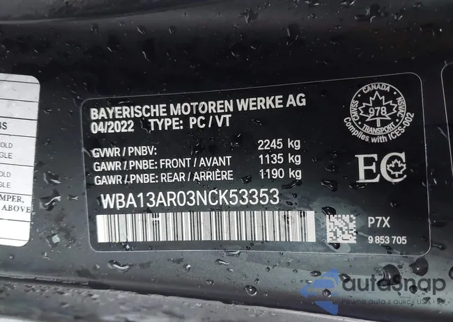 WBA13AR03NCK53353: 44018111