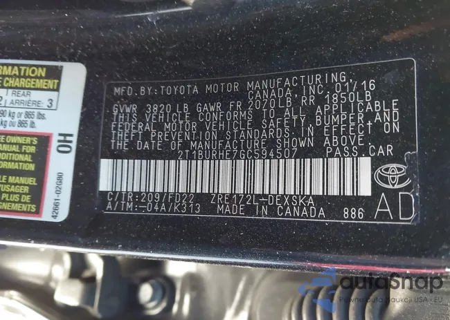 2T1BURHE7GC594507: 44018227