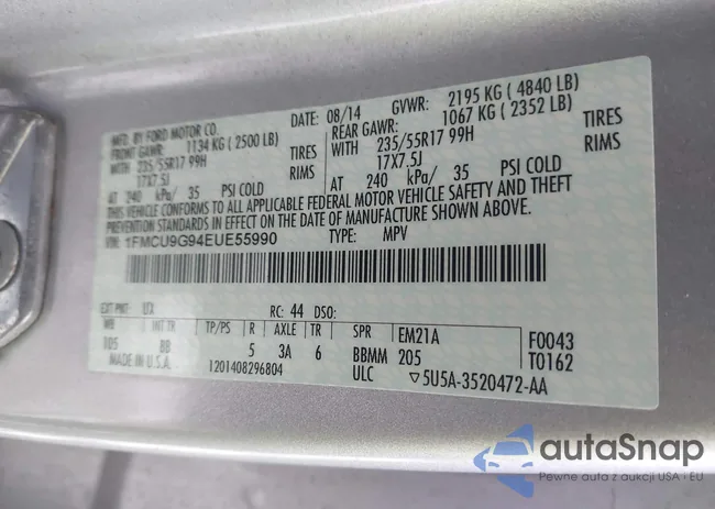 1FMCU9G94EUE55990: 44018234