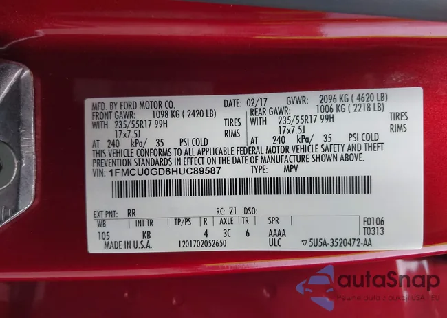 1FMCU0GD6HUC89587: 44017337