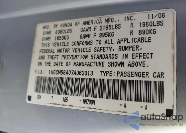 1HGCM56407A062013: 44017421