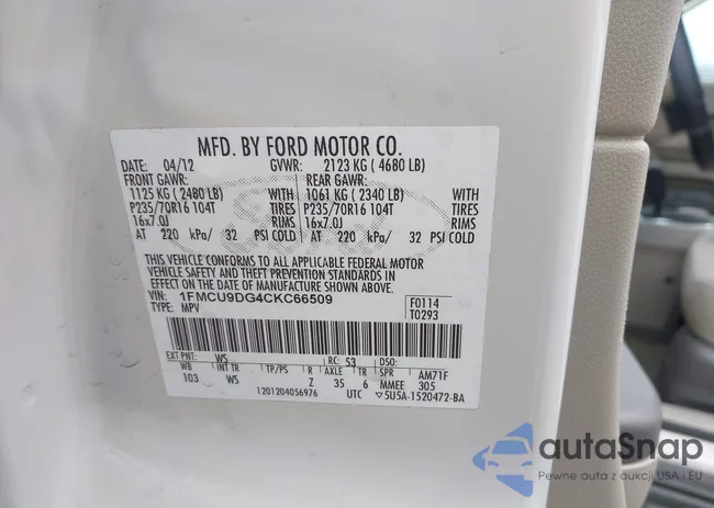 1FMCU9DG4CKC66509: 44017466