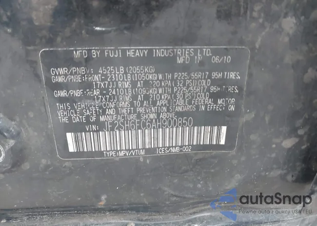 JF2SH6FC6AH900850: 44017519