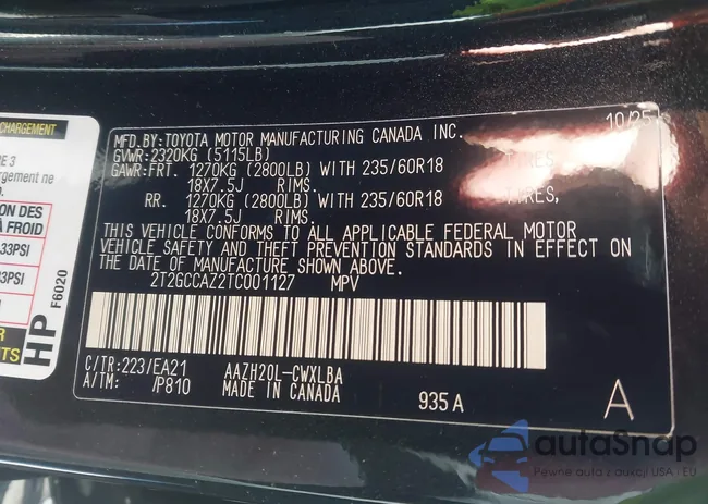 2T2GCCAZ2TC001127: 44017527