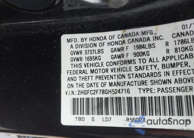 2HGFC2F78GH524716: 44018681