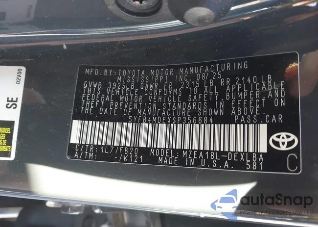 5YFB4MDEXSP356684: 44018785