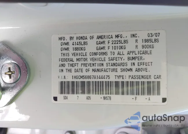 1HGCM56867A144475: 44019053