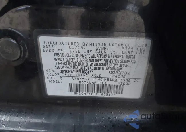 3N1CN7AP5EL855177: 44018487