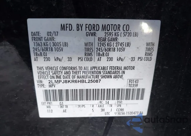 2LMPJ8KR6HBL25087: 44018596