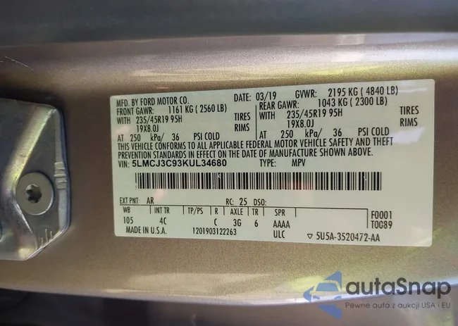 5LMCJ3C93KUL34680: 44018603