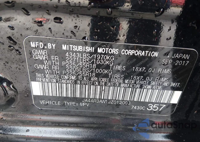 JA4AR3AW1JZ012003: 44018614