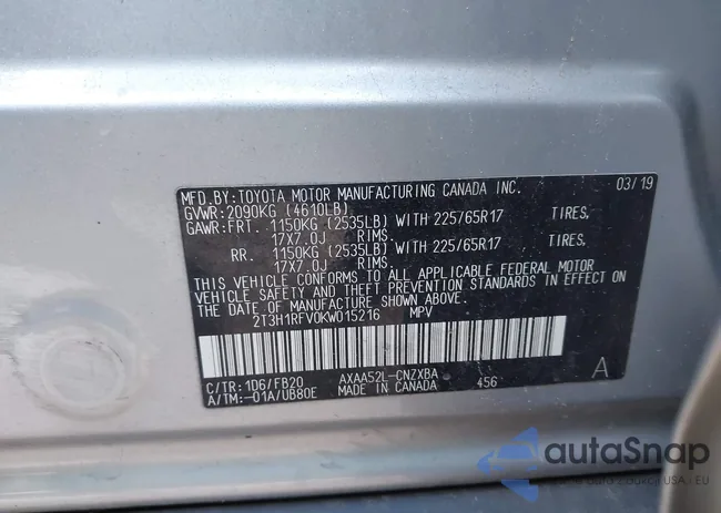 2T3H1RFV0KW015216: 44019643