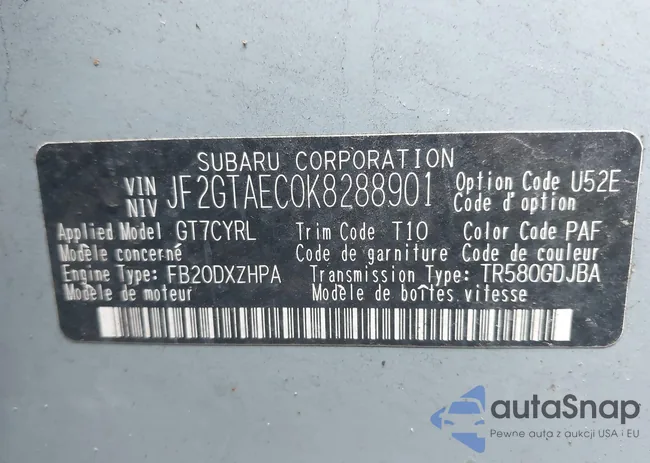 JF2GTAEC0K8288901: 44019800