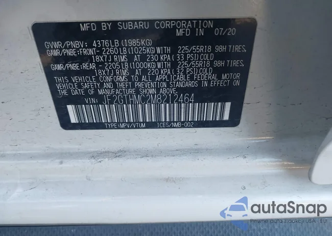 JF2GTHMC2M8212464: 44019805