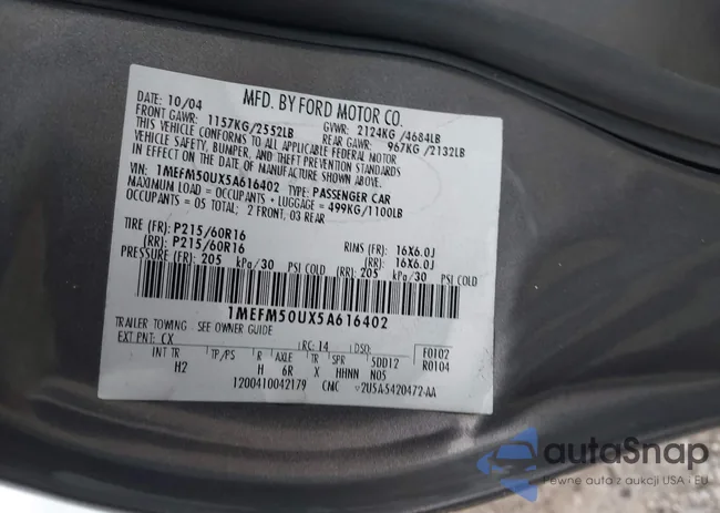 1MEFM50UX5A616402: 44019807