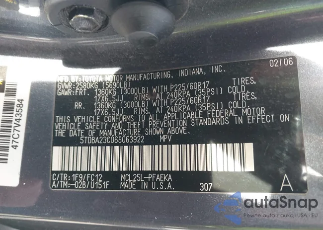 5TDBA23C06S063922: 44019839