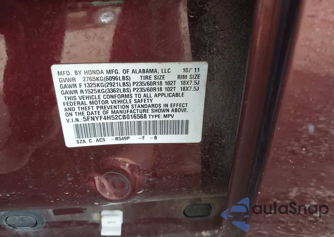 5FNYF4H52CB016568: 44019846