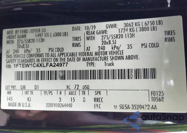 1FTEW1C4XLFA24977: 44020147