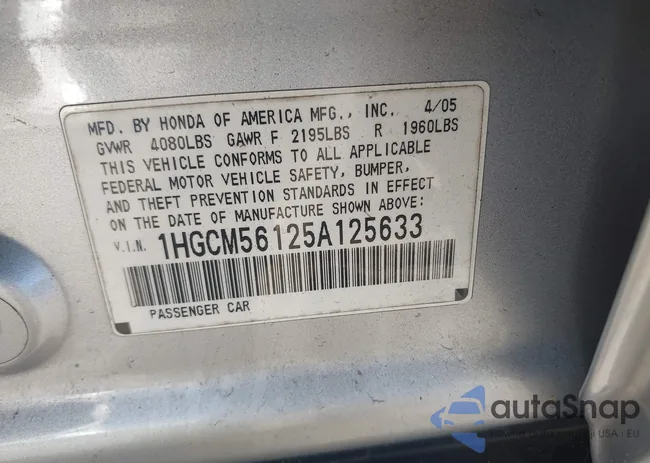 1HGCM56125A125633: 44019240