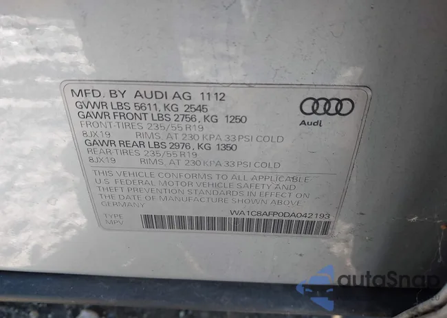 WA1C8AFP0DA042193: 44019483