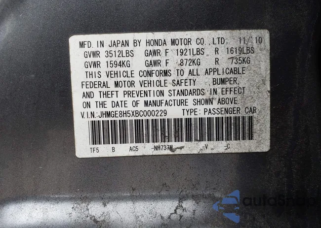 JHMGE8H5XBC000229: 44019555