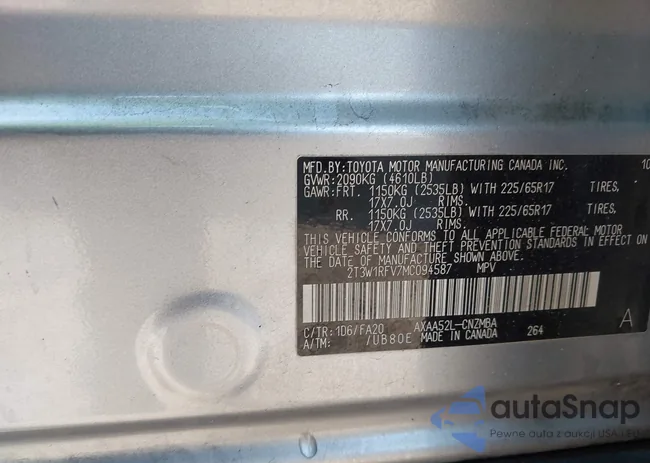 2T3W1RFV7MC094587: 44019593