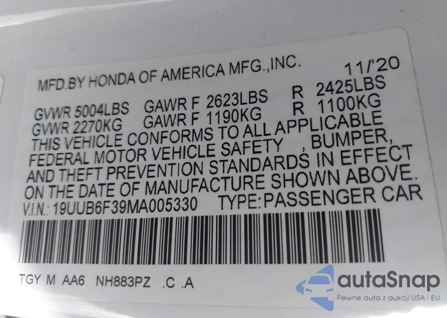 19UUB6F39MA005330: 44020690