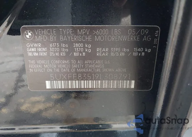 5UXFE83519L308791: 44020710