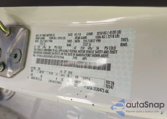 1FMCU0GX9EUD70704: 44020867