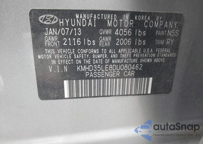 KMHD35LE8DU080462: 44020912