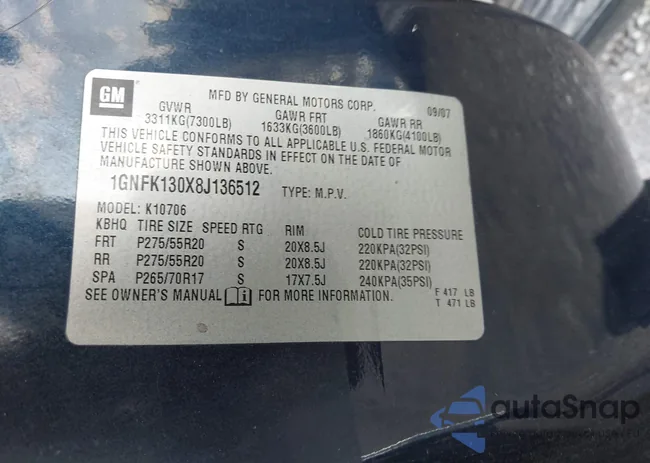 1GNFK130X8J136512: 44020931