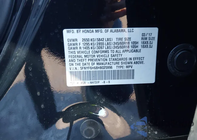 5FNYF6H68HB025996: 44020932