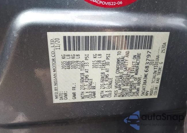 5N1AT3BA3MC683797: 44020945