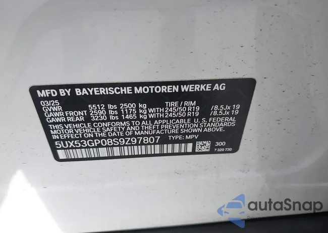 5UX53GP08S9Z97807: 44020986