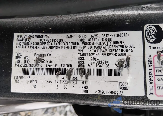 3FADP4BJ3FM196845: 44021165