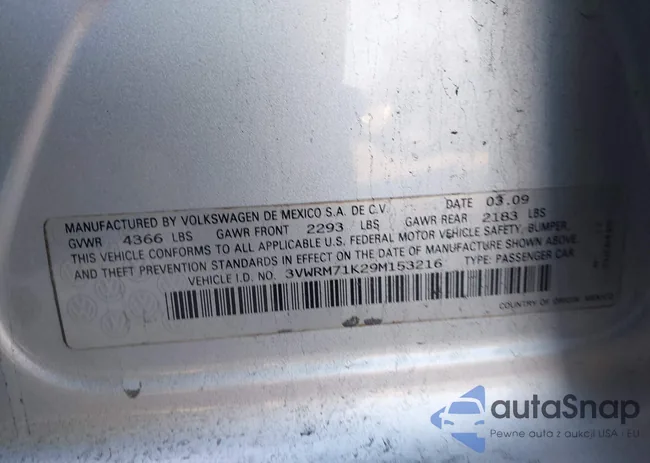 3VWRM71K29M153216: 44021192