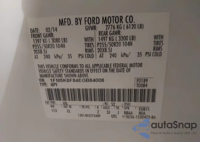 1FM5K8F84EGB84008: 44021193