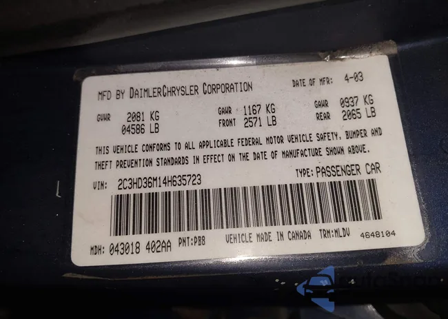 2C3HD36M14H635723: 44020253