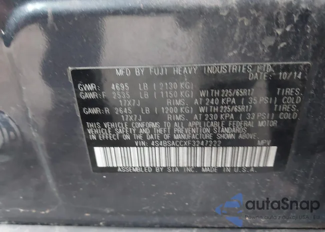 4S4BSACCXF3247222: 44020350