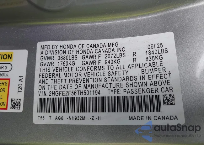 2HGFE2F56TH501194: 44020355