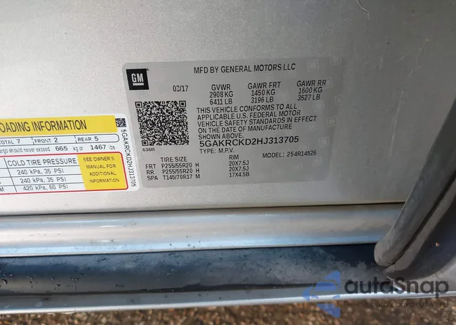 5GAKRCKD2HJ313705: 44020394