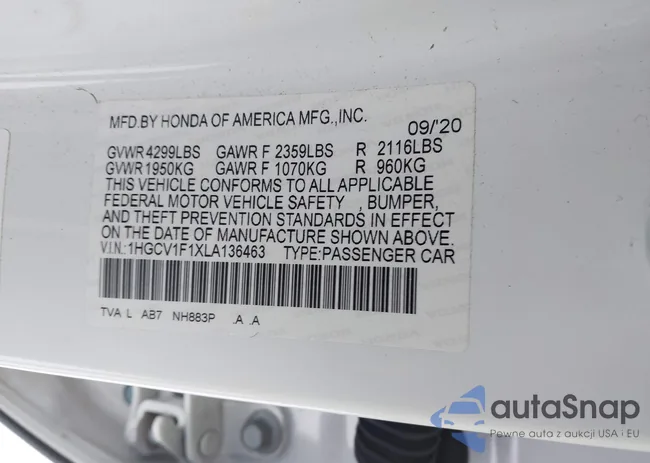 1HGCV1F1XLA136463: 44020560