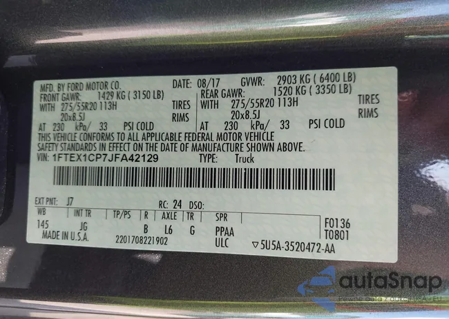 1FTEX1CP7JFA42129: 44020601